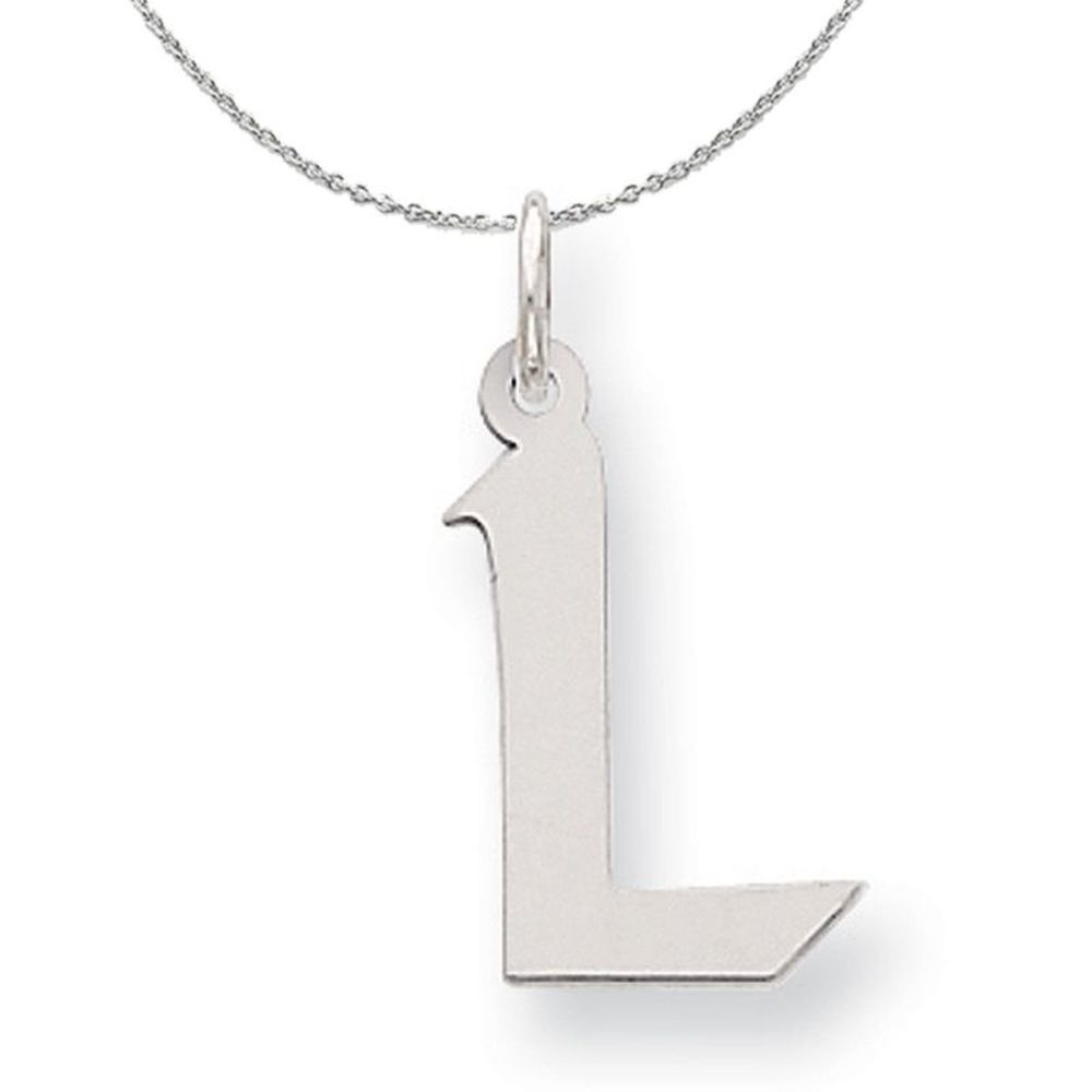 Silver Karlie Collection Block Initial Charm Letter L Necklace - 20 In
